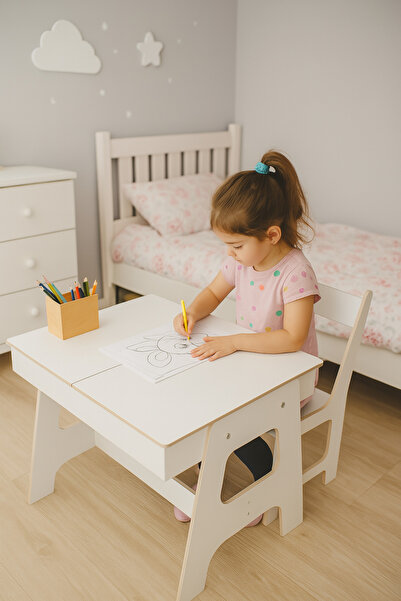 arionkids MDF Çocuk Aktivite Masası | Açılabilir Kapaklı | Ergonomik Tasarım|...