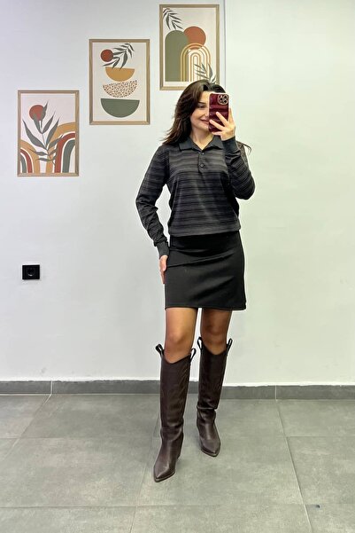 bydenizcollection Buy Thick Corseted Steel Knitted Bell Skirt