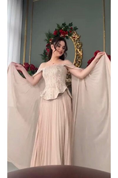 Mira فستان سهره بارز جدا وجميل الخامه--جورجيت بوليسا شيفون تطريز خرز راقي