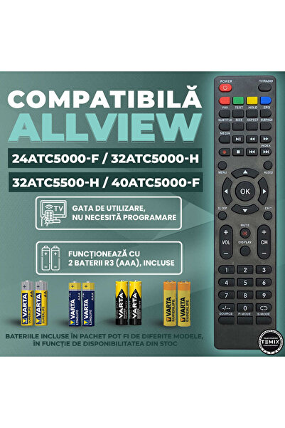 temix Telecomanda compatibila Allview, 24ATC5000-F, 32ATC5000-H, 32ATC5500-H, 40ATC5000-F, 43ATC5000-U
