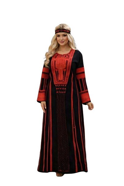 Premium Asiri Traditional Black and Red Jalabiya for Women