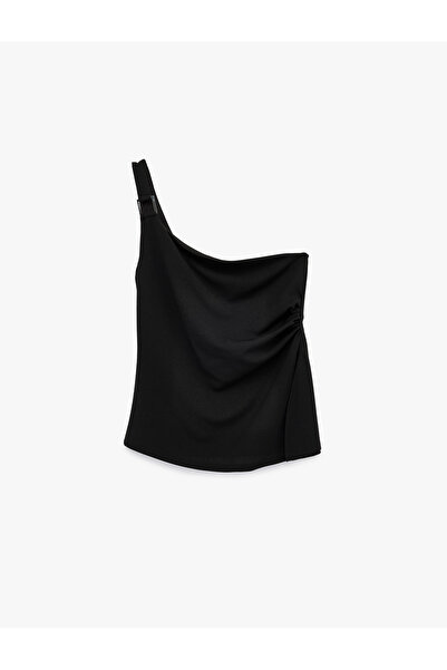 Koton Asymmetrical One Shoulder Metal Accessory Sleeveless Blouse