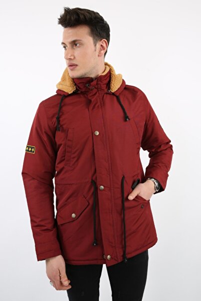 buğrahayalin Thick Men's Casual Coat with Fur Inside and Removable Hood
