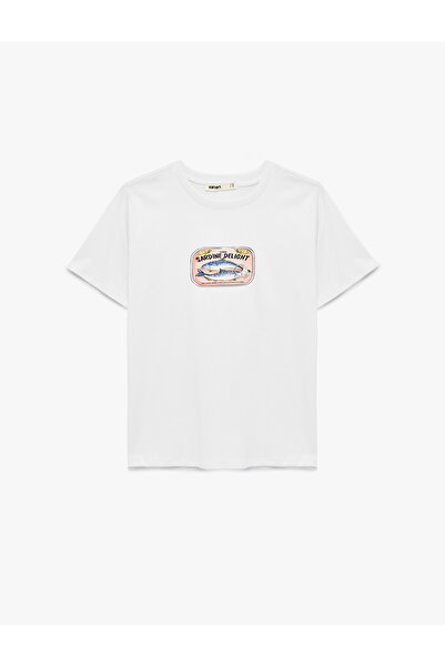 Koton Regular Fit Short Sleeve Cotton Crew Neck Printed T-Shirt