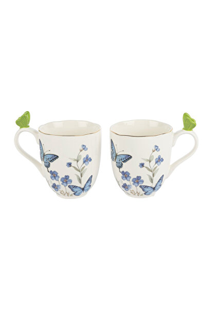 esdekor Butterfly Lovers 2-Piece Mug 400Cc Boutique Porcelain