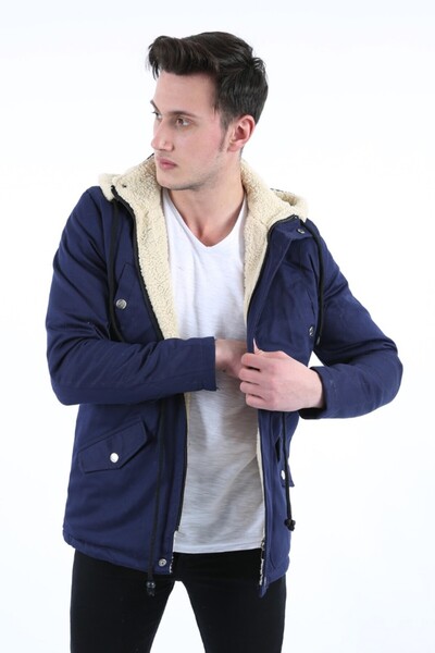 buğrahayalin Thick Men's Casual Cabardine Coat with Fur Inside and Removable ...