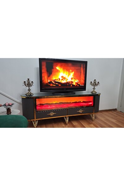 Ecrin Mobilya Çekmeceli şömineli Tv ünitesi