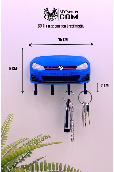 Butik Golf Mk7 Model Designed Blue Color 3D Printing Decorative Keychain