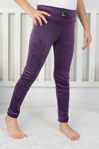 buğrahayalin Stretch Fabric Velvet Fabric Girls' Casual Leggings with Embroid...