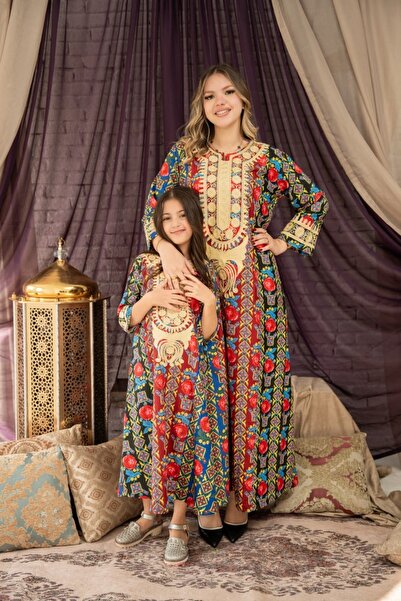 AFandina جلابية الام والبنت شالكي مميزة بنقشة متناسقة وقصة واسعةSM -50