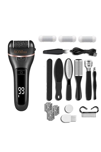 AOMua Pilă electrică pentru picioare - Ediție neagră, 18 accesorii