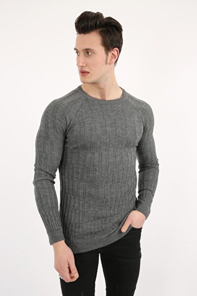 buğrahayalin Men's Embossed Patterned Casual Knit Sweater