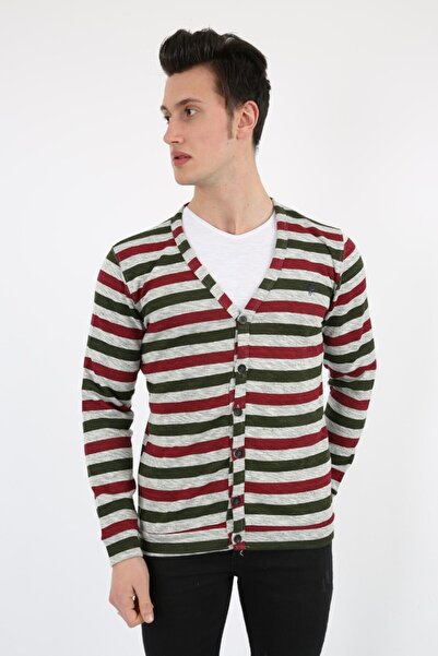 buğrahayalin Buttoned Striped Men's Casual Cardigan