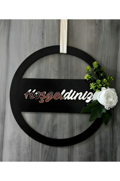 PAŞAOĞLU PLEKSİ Yapışkansız asmalı Siyah Hoşgeldiniz Kapı Süsü