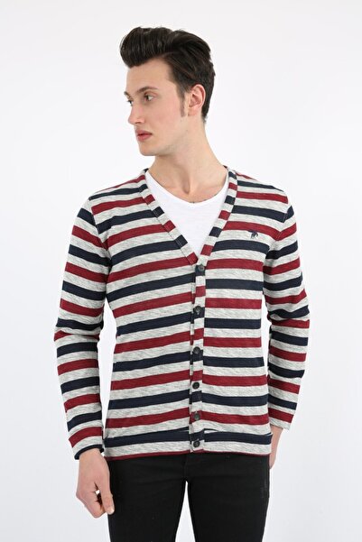 buğrahayalin Buttoned Striped Men's Casual Cardigan