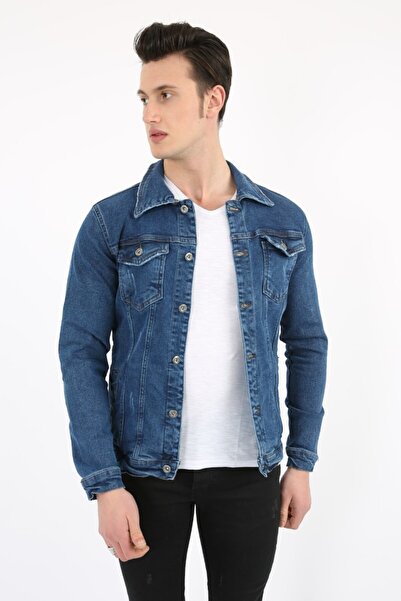 Giyimodam Plain Grind Stretch Fabric Button Men's Sports Casual Denim Jacket