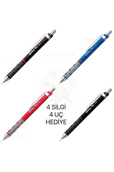Rotring Tikky Versatil Kalem 0.7 BORDO SİYAH MAVİ KIRMIZI 4 Adet Kalem Set - ...