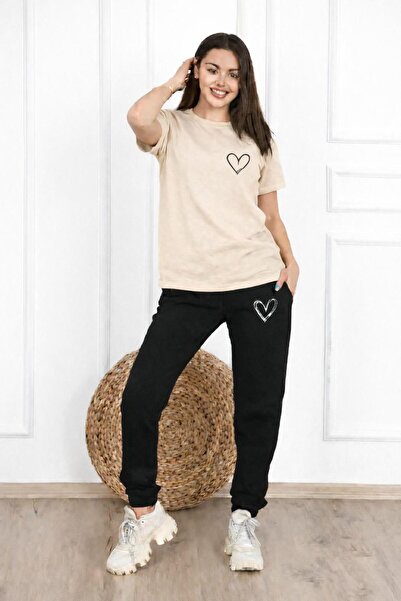 zeag SET DE TRICOU ȘI PANTALONI DE TRENING MINIMAL CU IMPRIMEU INIMĂ PENTRU F...