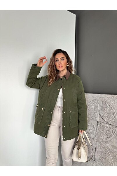 Zerrincan Giyim Haki Ekose Astarlı Safari Mont