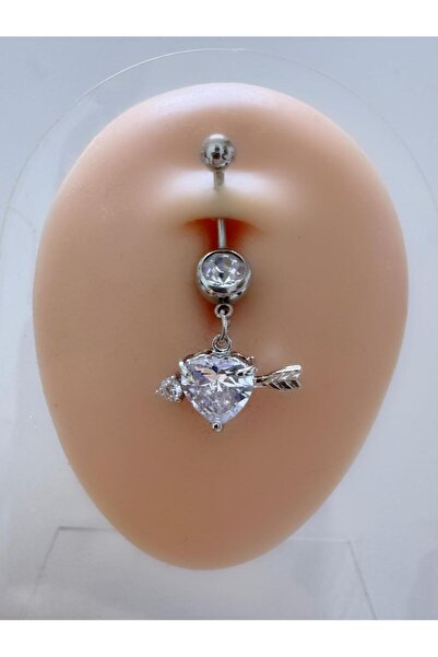 Arescollection CERRAHİ ÇELİK ZİRKON TAŞLI SALLANTILI GÖBEK PİERCİNGİ