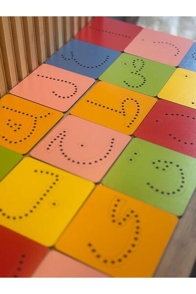 Refref Oyuncak Elif Ba Kur'an harfleri ip gecirme oyunu ahşap Montessori