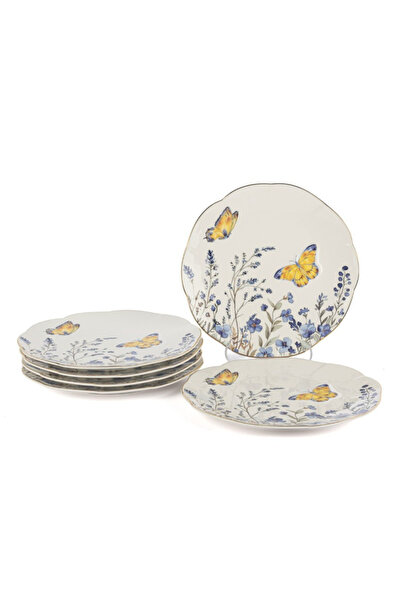 esdekor Butterfly Lovers 6-Piece Cake Plate 20cm Kitchen Boutique Porcelain