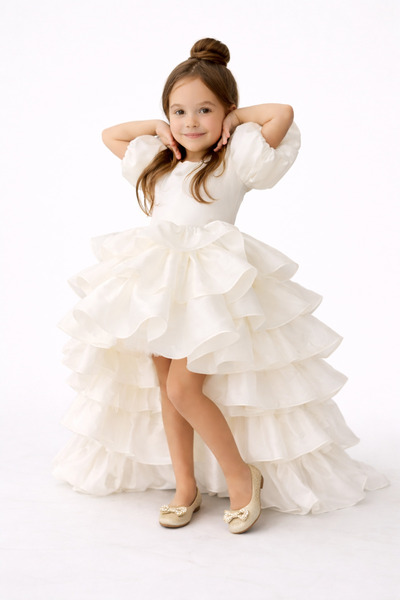 GNL BUTİK Kız çocuk beyaz abiye mezuniyet elbisesi