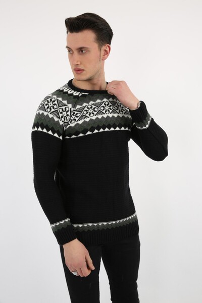buğrahayalin Baklava Patterned Thick Winter Men's Casual Knit Sweater