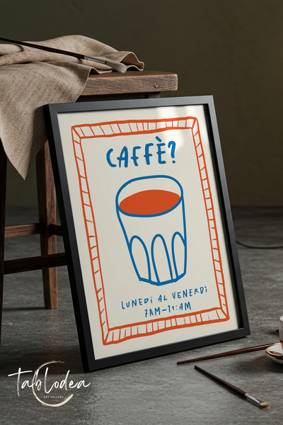 tablodea Pinterest în stil italian Caffè Desen scris cu espresso, cu ramă, ta...