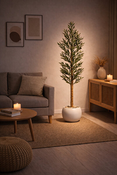 AMZOE Artificial olive tree with pot – 160cm tall – realistic design for inte...