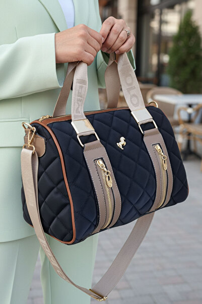 POLO CLUB Geantă de mână și de umăr pentru femei, model cilindru cu model Kap...