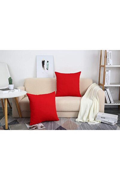 COM LIVING HOUSE Set of 2 pillowcases 40x40 cm red ranforce cotton