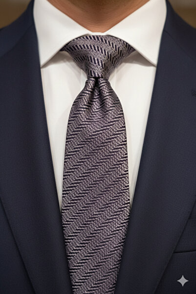 Gutiero Κλασική γραβάτα με γκρι σχέδιο με μαντήλι