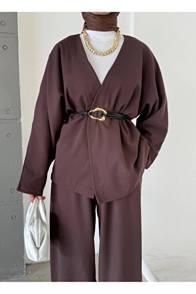 Semesia Leather Belted Jacket Suit