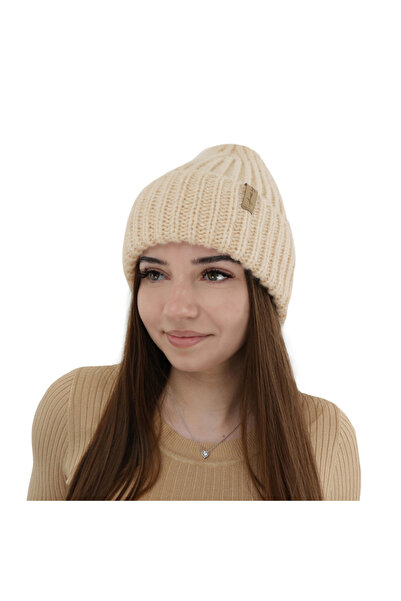 OEM Caro women's winter hat, ecru color, made of merino wool, Universal size ...