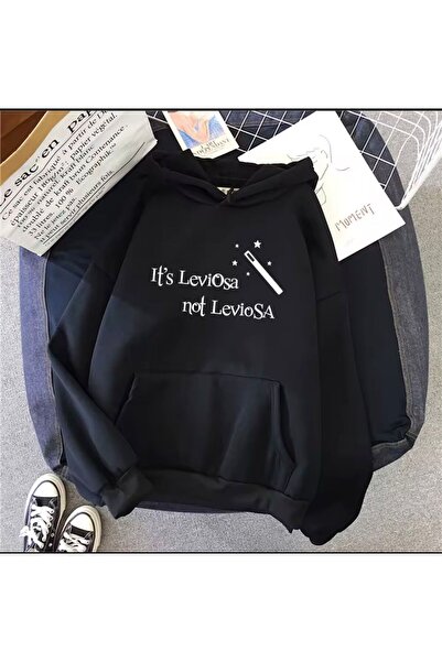 LELVANİ It's Leviosa - Not Leviosa Written Print Pattern Hooded Sweatshirt