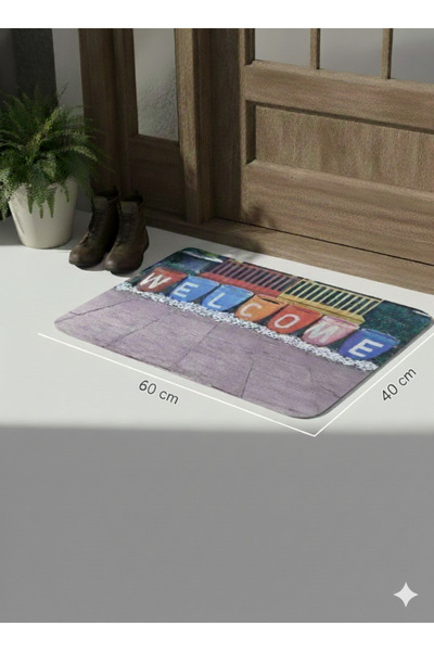 e&a care DİJİTAL BASKI MODERN RENKLİ HOŞGELDİNİZ WELCOME TEMALI KAPI ÖNÜPASPASI