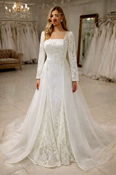 ÖZEL DİKİM Demonte etekli balık form dantel GELİNLİK