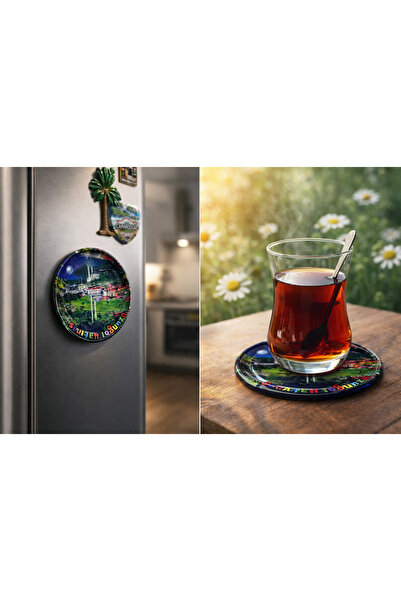 seymenbıçakçılık Trabzon Sümela Temalı Çay Bardağı Altlığı & Magnet | Tekli Y...