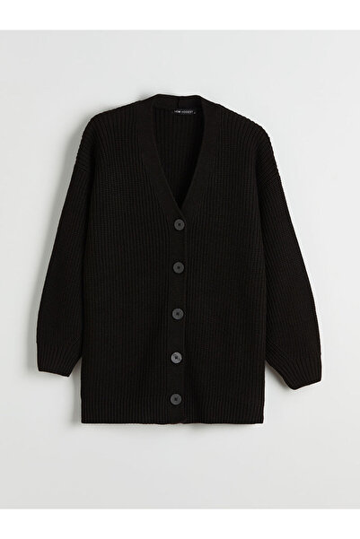 LC Waikiki Siyah V Yaka Kadın Triko Hırka