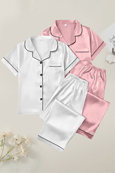Sweet Dream Women Pajamas Set Short Sleeve Loungewear with Long Pants 2 Sets