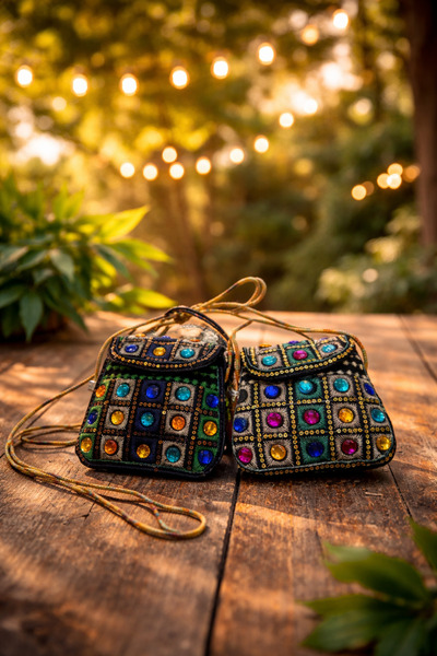 seymenbıçakçılık Handmade Embroidered Colorful Stone Detailed Bohemian Mini S...
