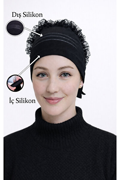 Merve Nayir Double Silicone Non-Slip and Hijab Non-Slip Fixer Ruffled Hijab B...