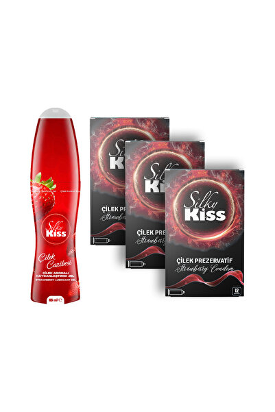 Silky Kiss Aromalı Gece Paketi 3 – Çilek Kayganlaştırıcı Jel ve 3 Kutu Çilek ...