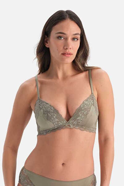 Dagi Khaki Lace Detailed Bra