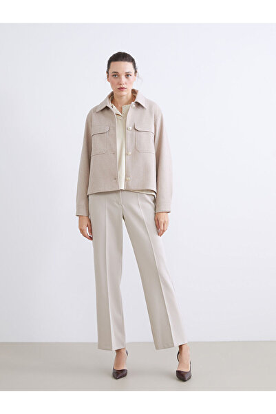 LC Waikiki Shirt Collar Women's Cashmere Jacket