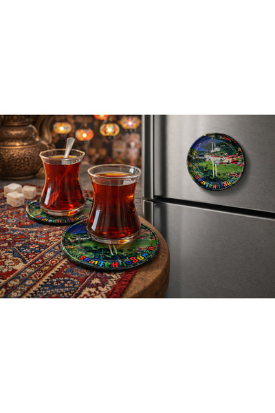 seymenbıçakçılık 3’lü Trabzon Sümela Temalı Çay Bardağı Altlığı & Magnet Seti...