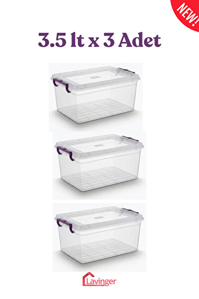 Lavinger Ev Gereçleri 3.5 Lt X 3-Piece Plastic Storage Container with Locking...