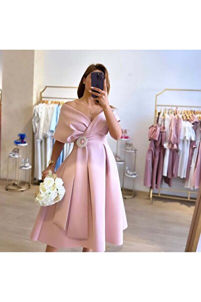 Fashionhaine.ro Elegant Dress with Bardot Neckline and Highlighted Waist