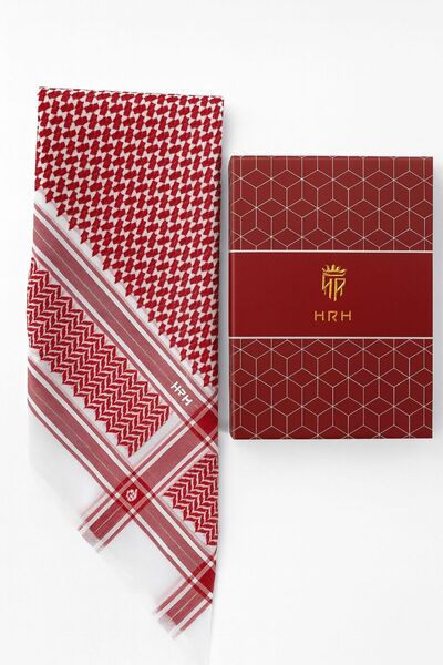 HRH شماغ احمر نقش رسمي جميل